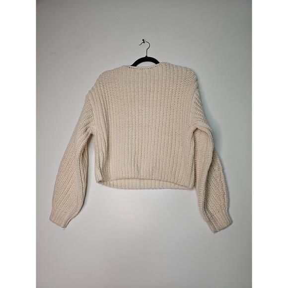NWT H&M Cream Ribbed VNeck Long Sleeve Pullover Sweater XS - Picture 15 of 15